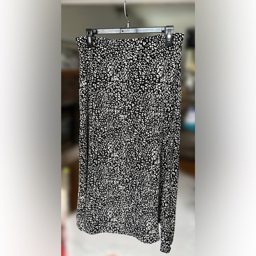 Wild Honey Black & Tan Animal Print Midi Skirt